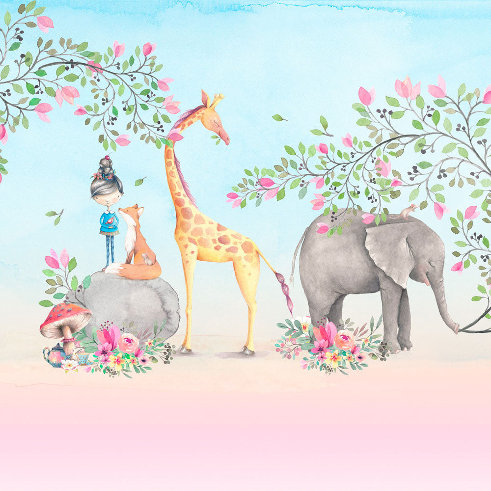 Whimsical mural wallpaper for nursery babys room back to the wall