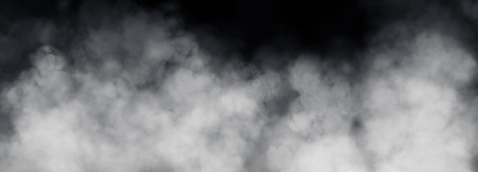 White smoke or fog in black background stock photo