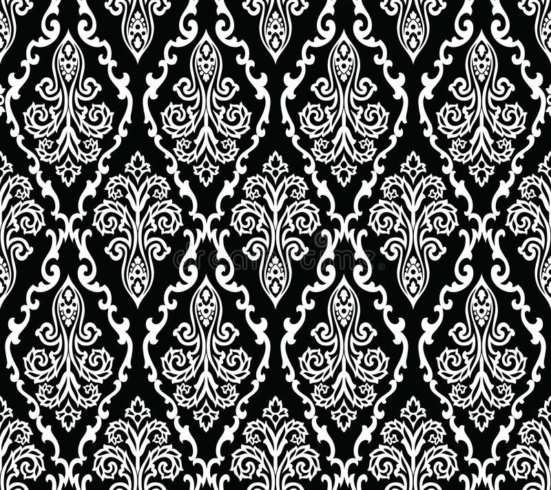 Seamless black and white damask wallpaper stock vector