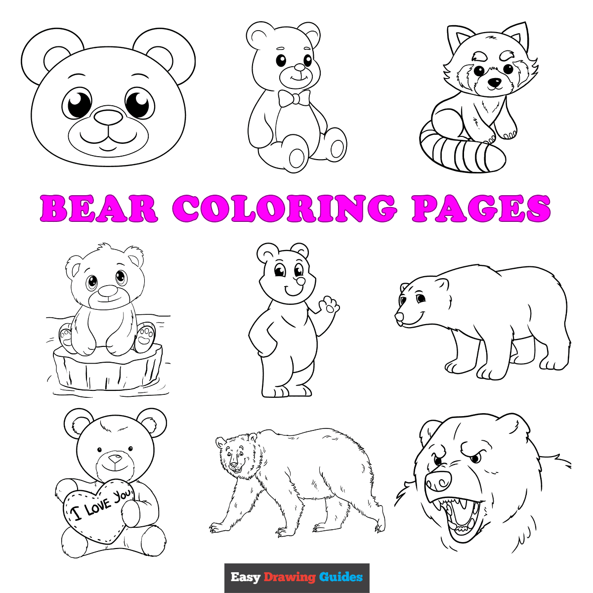 Free printable bear coloring pages for kids
