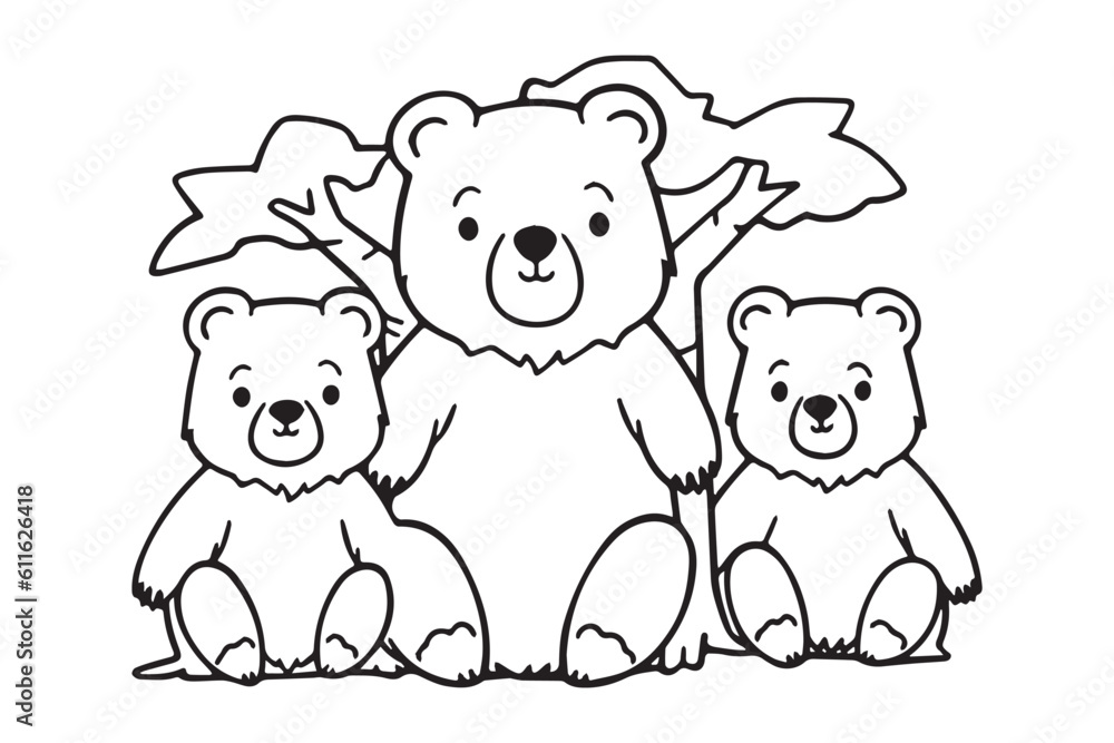 Cute bear coloring pages kids coloring book bear vector character illustration vector