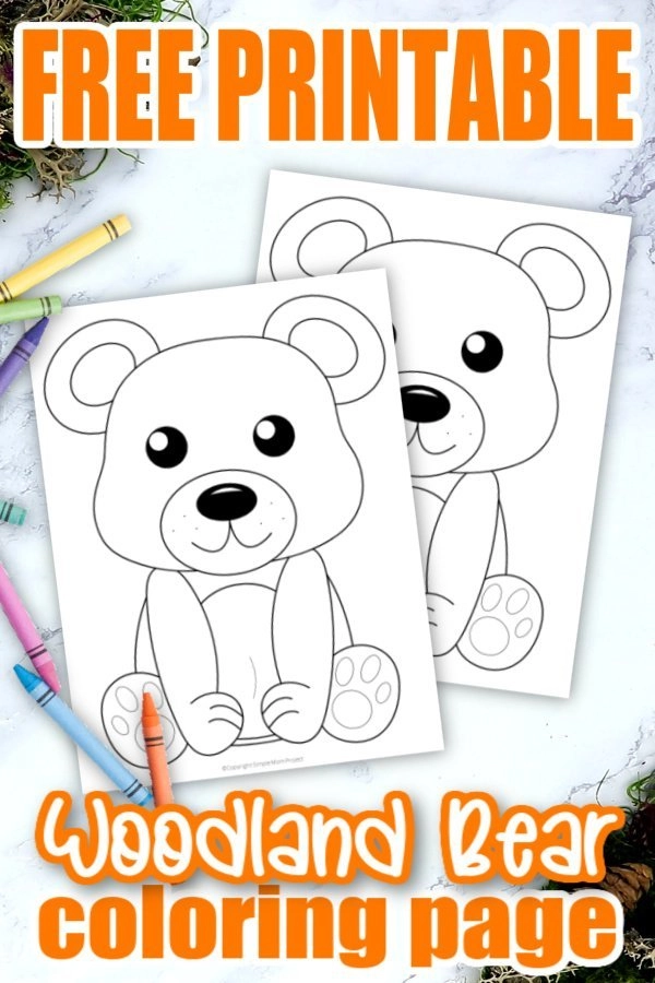Free printable woodland bear coloring page for kids â simple mom project