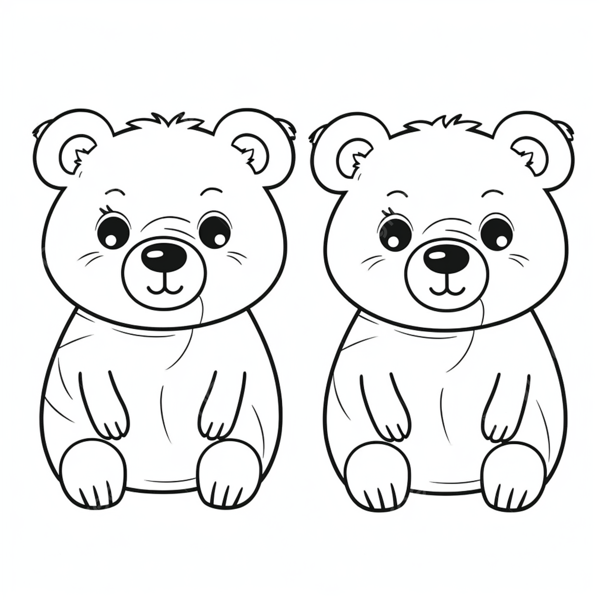 Two cute little bears coloring pages for kids basic simple cute cartoon bears outline isolated on white background children s coloring page png transparent image and clipart for free download