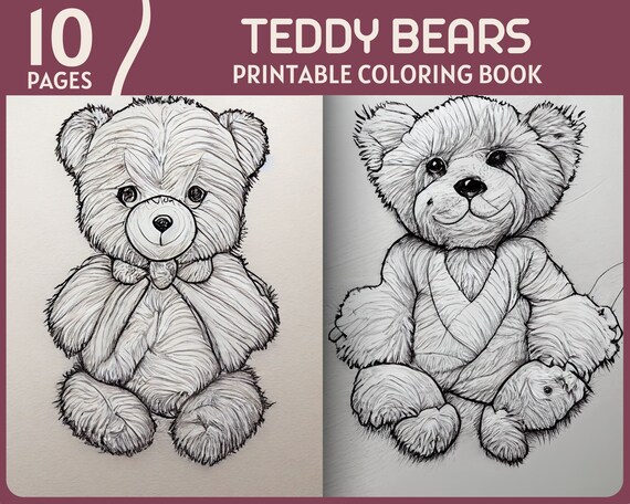 Teddy bears coloring pages squishy bear drawings printable coloring book cute bear illustrations