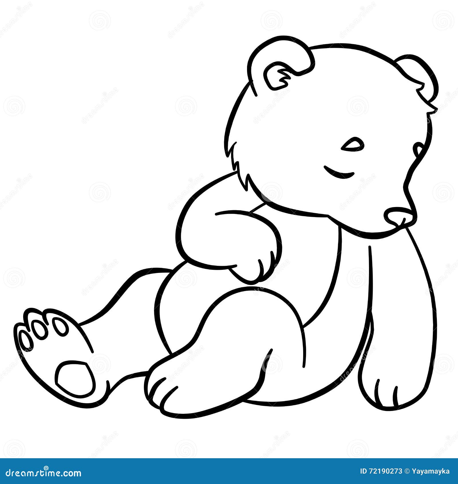 Coloring pages wild animals little cute baby bear sleeps stock vector