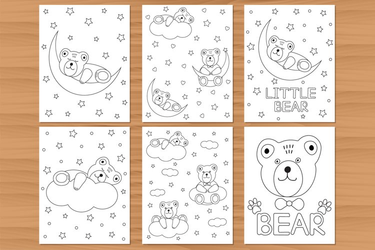 Bear coloring pages cards cute bears sleeping bear