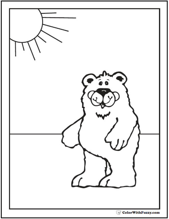 Bear coloring page sunshiny day