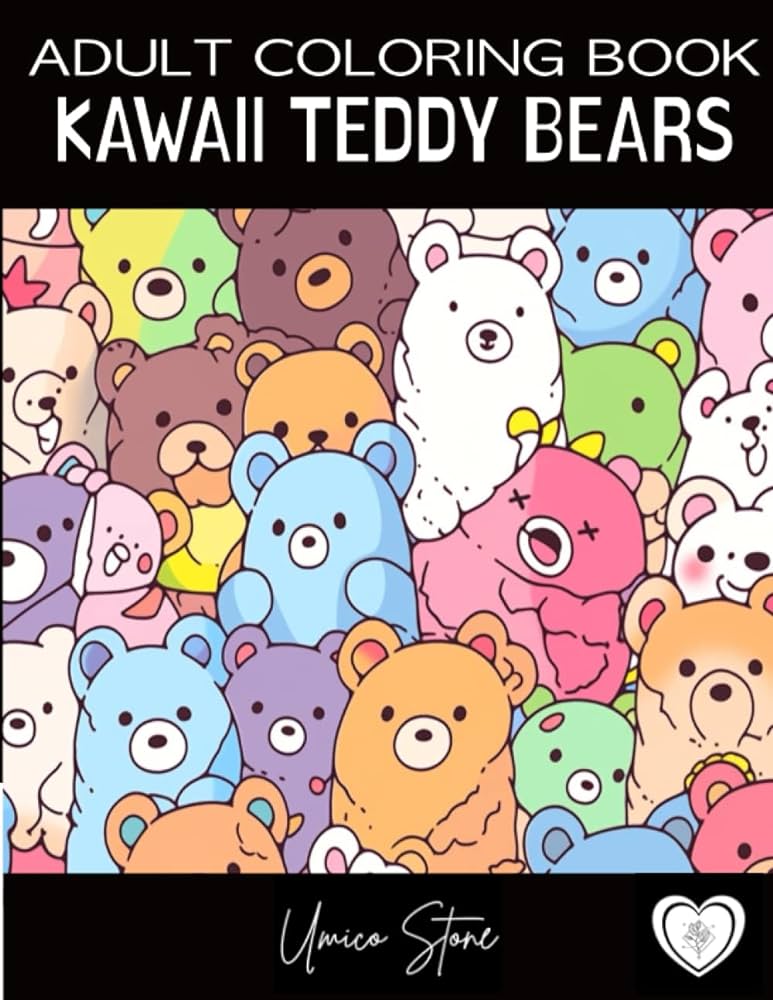 Kawaii teddy bears coloring book kawaii coloring book kawaii animals coloring book kawaii coloring kawai cute coloring pages for kids and adults stone umico books