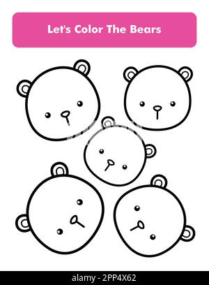 Cute bears coloring book page in letter page size children coloring worksheet premium vector element stock vector image art