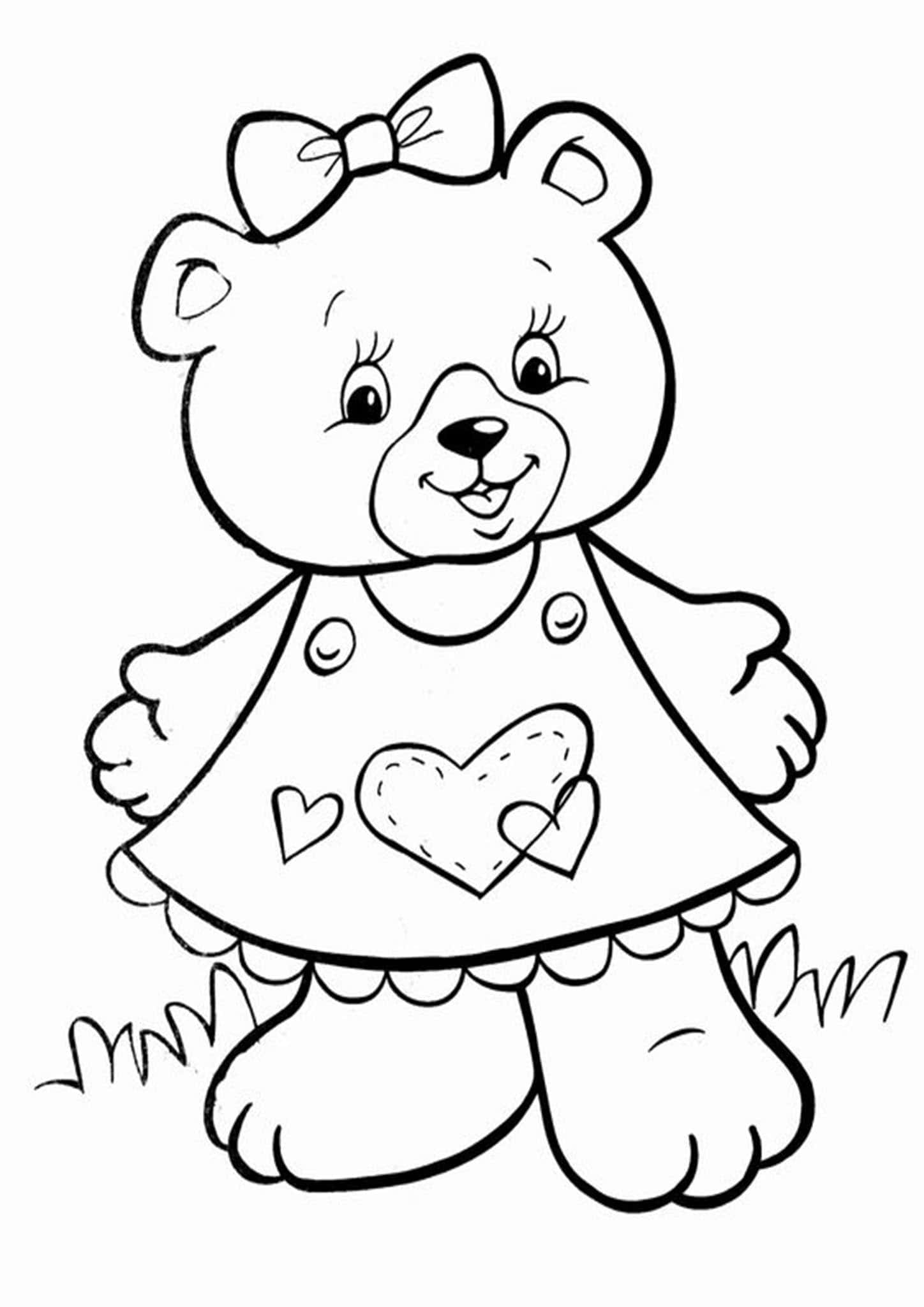 Free easy to print bear coloring pages