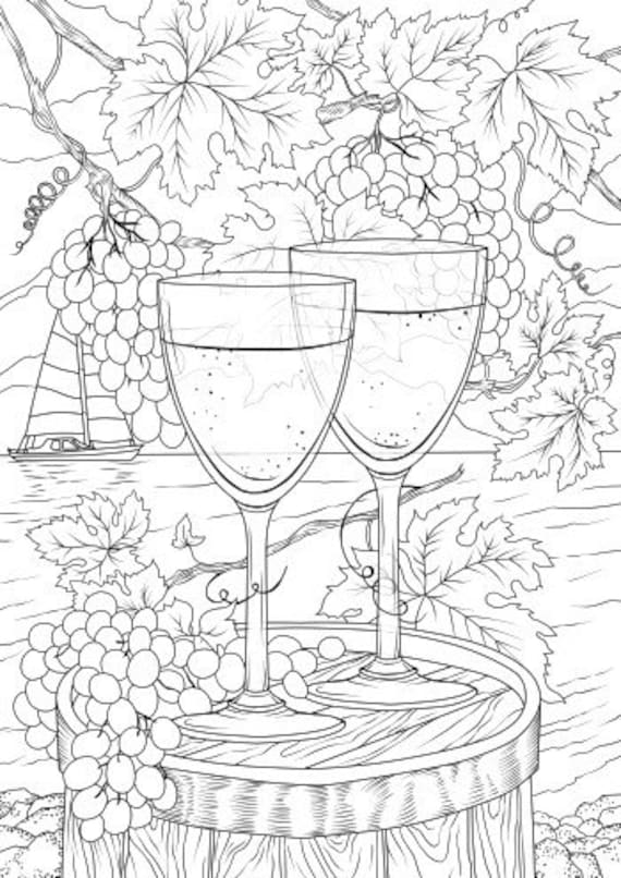 Wine for two printable adult coloring page from favoreads coloring book pages for adults and kids coloring sheets coloring designs download now