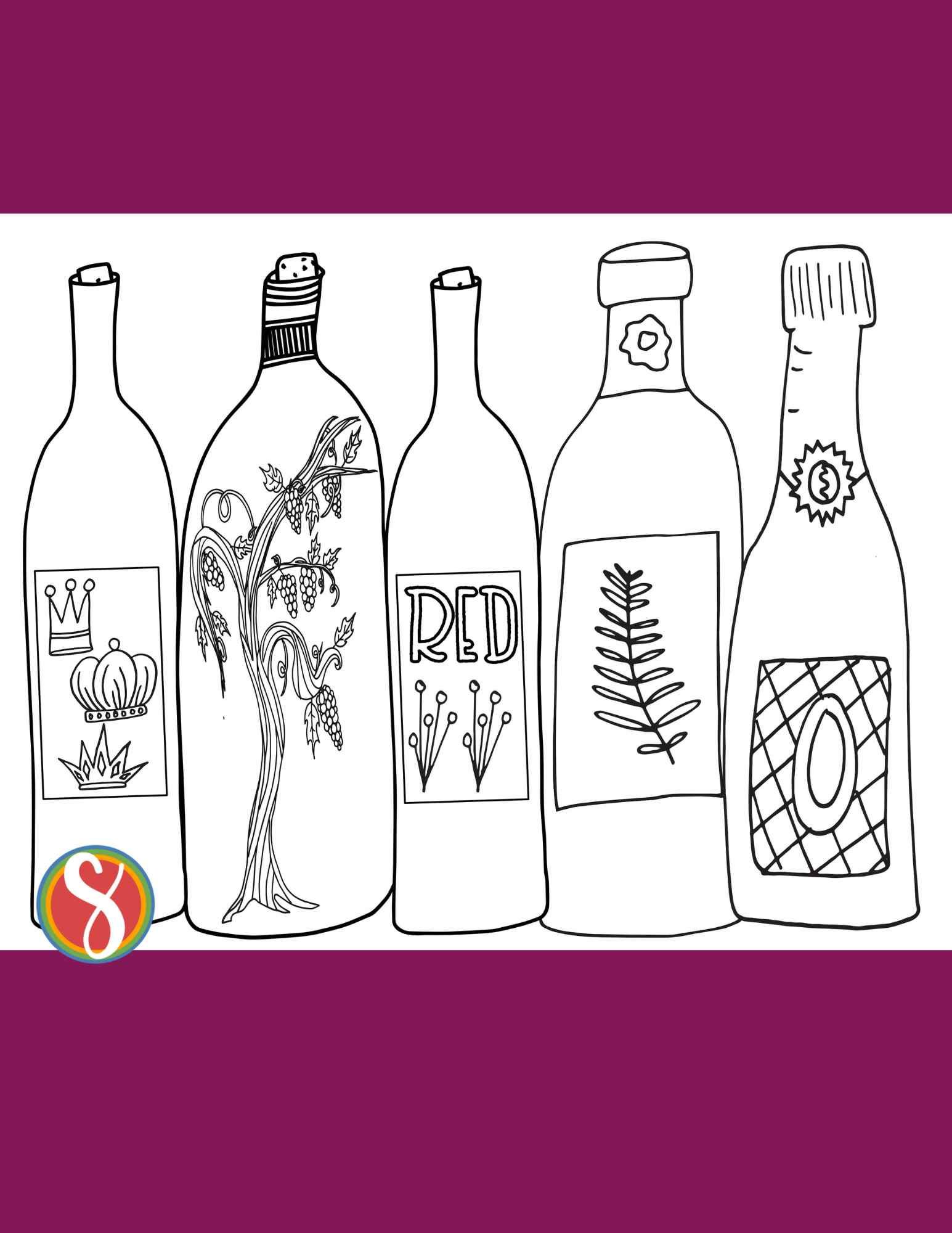 Free coloring pages about wine â stevie doodles