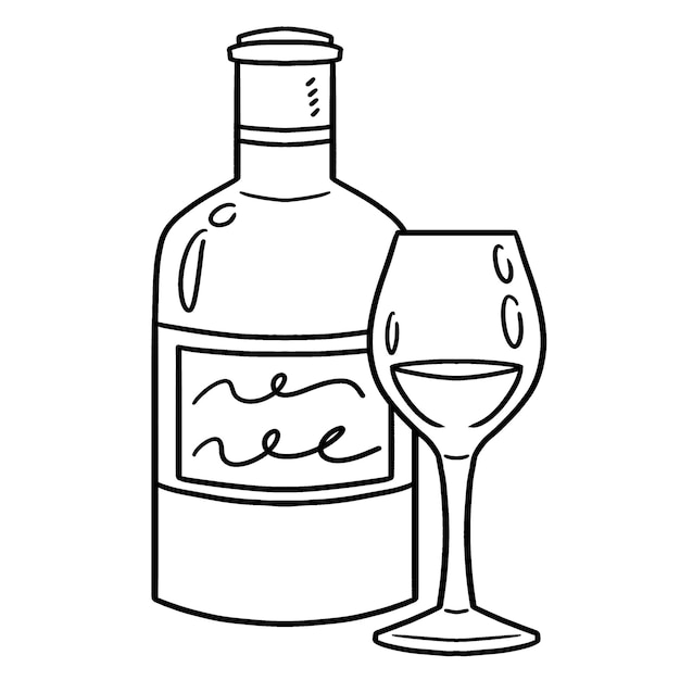 Premium vector glass of wine isolated coloring page for kids