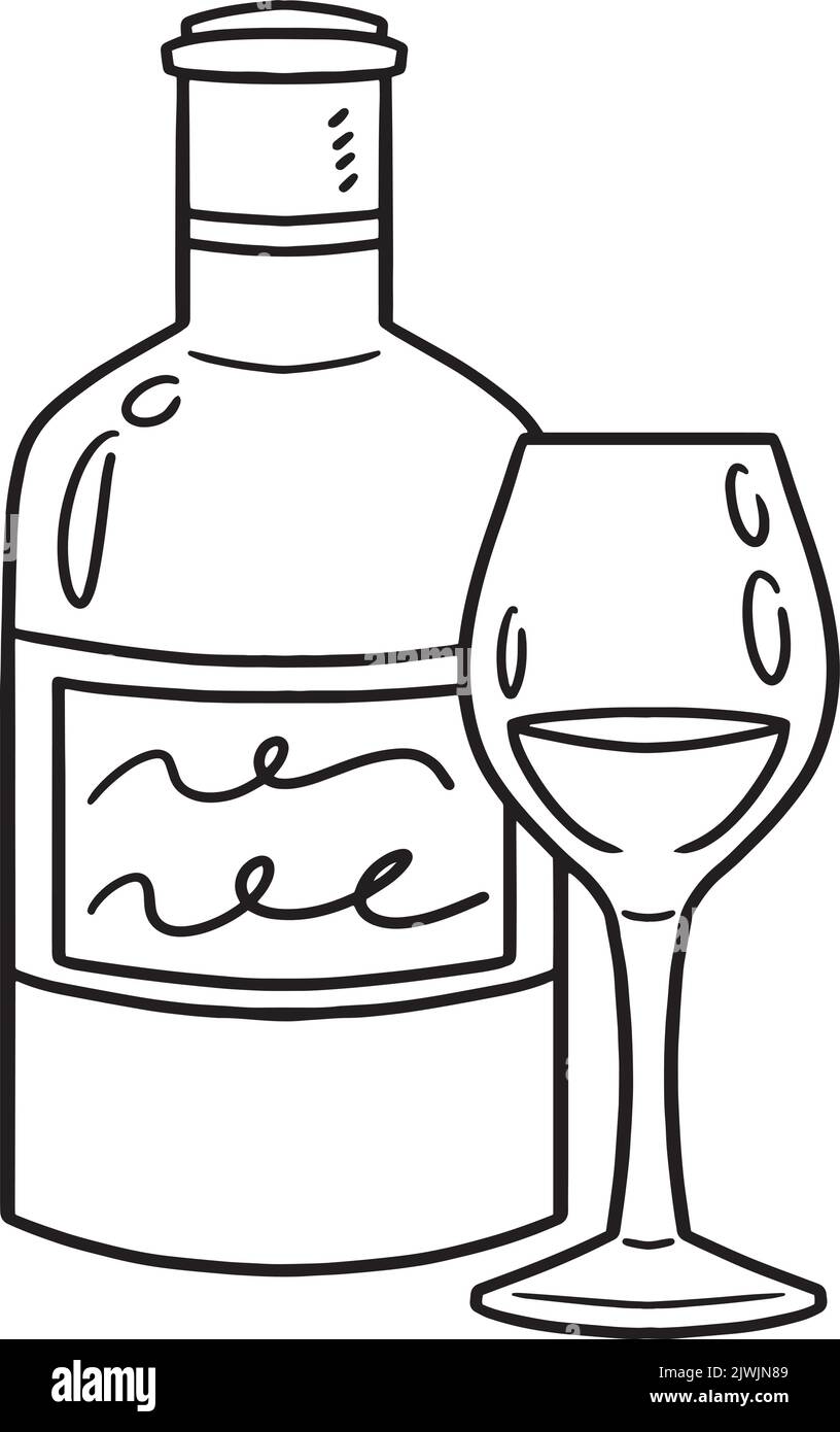 Glass of wine isolated coloring page for kids stock vector image art