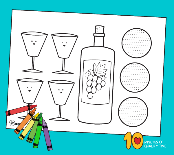 Four cups of wine on passover craft coloring page â minutes of quality time