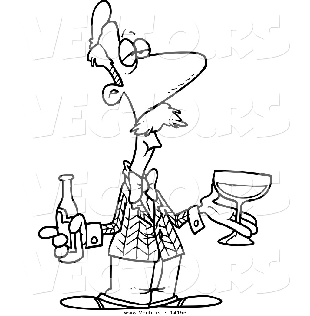 R of a cartoon male wine taster