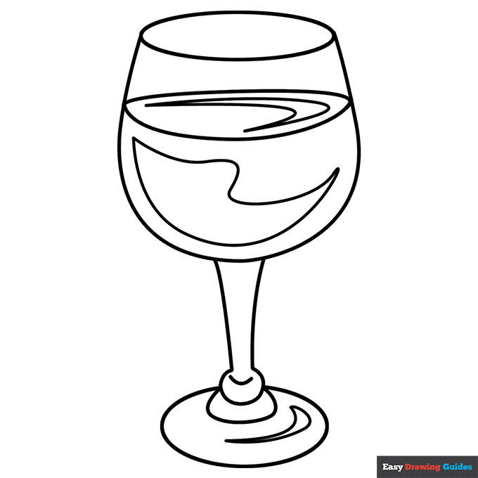Wine glass coloring page easy drawing guides