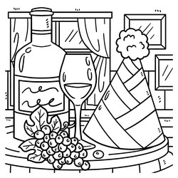 Coloring page wine vector images over