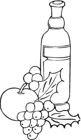 Grape and wine coloring page free printable coloring pages