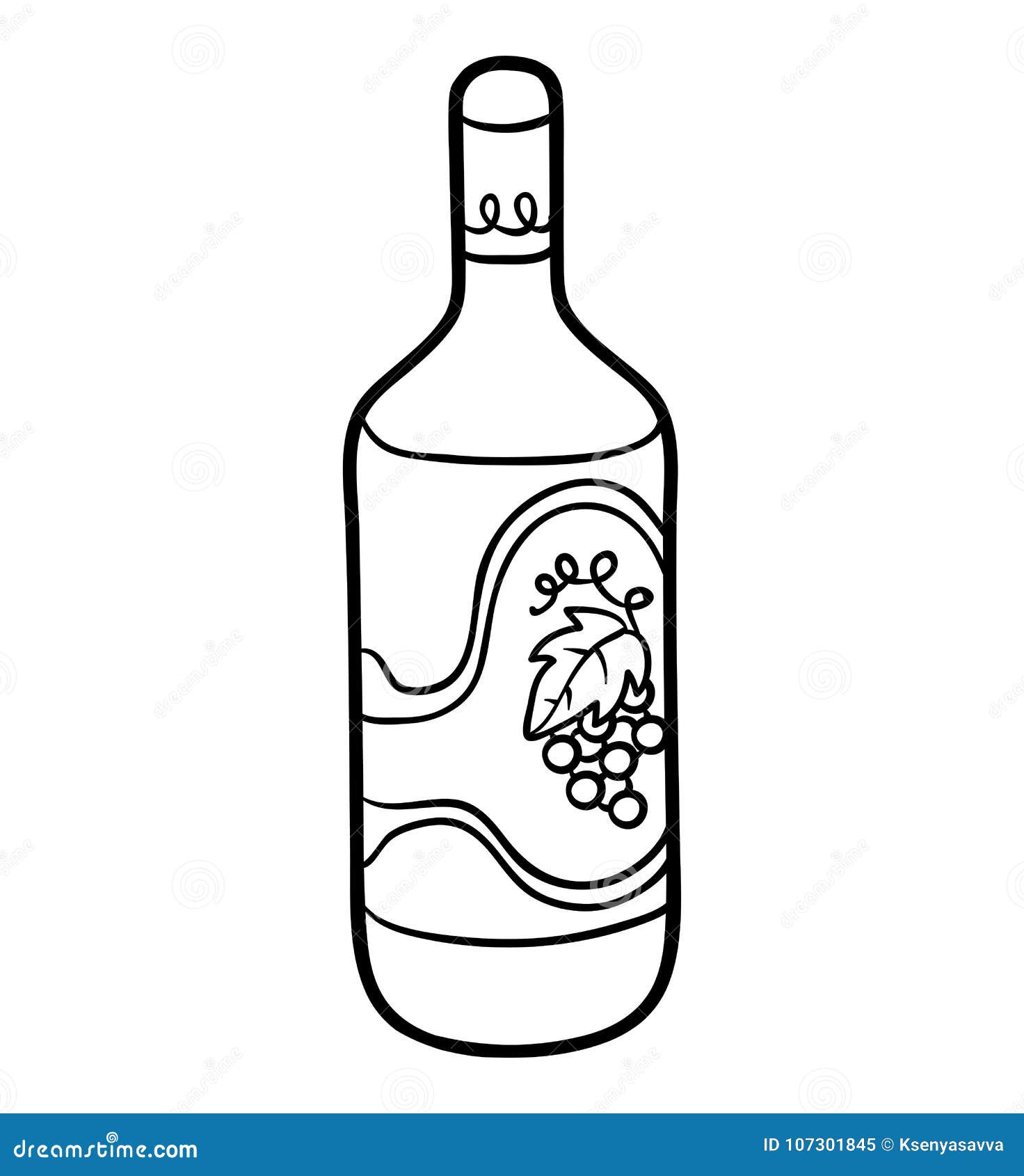 Coloring book bottle of wine stock vector