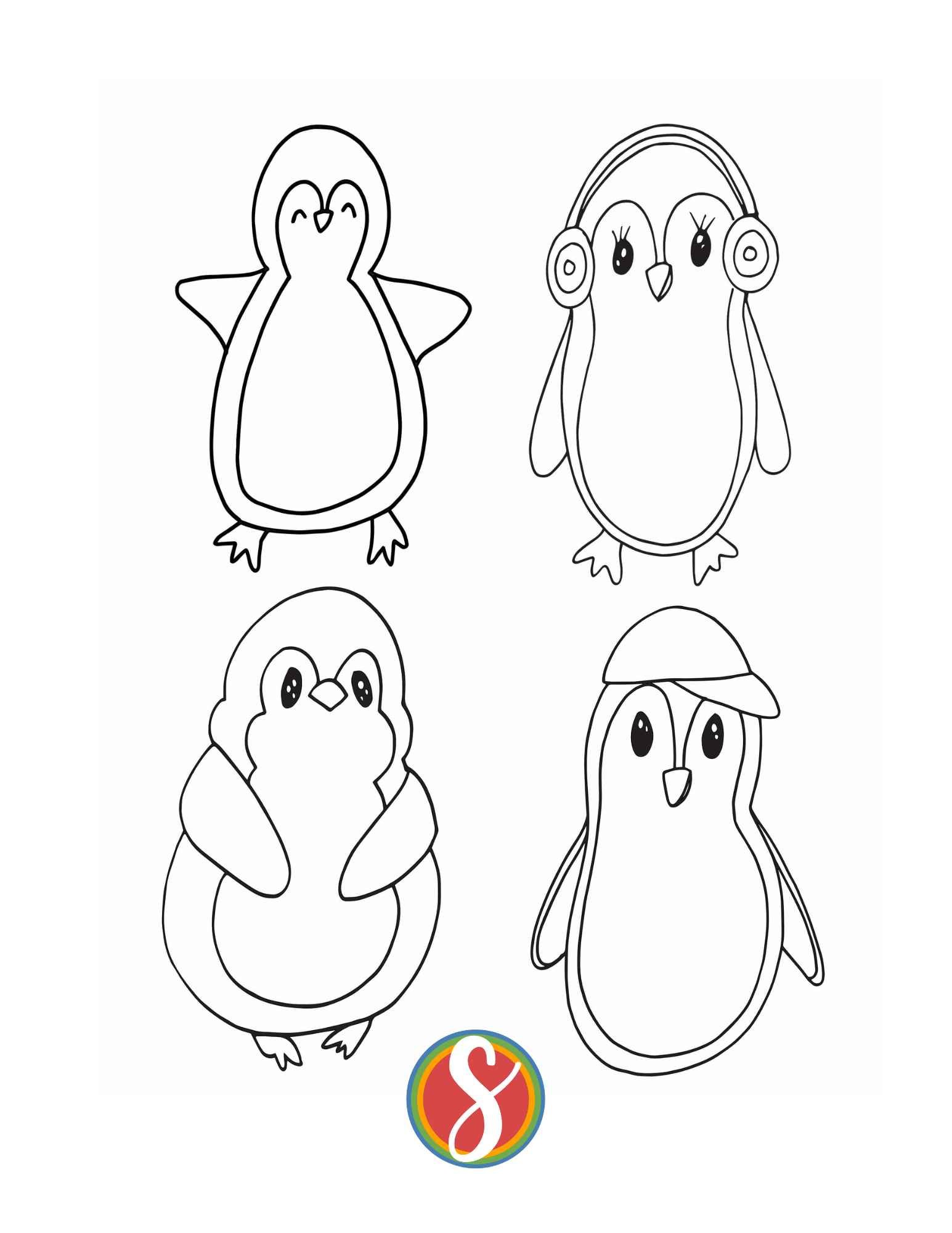 Free penguin coloring pages â stevie doodles