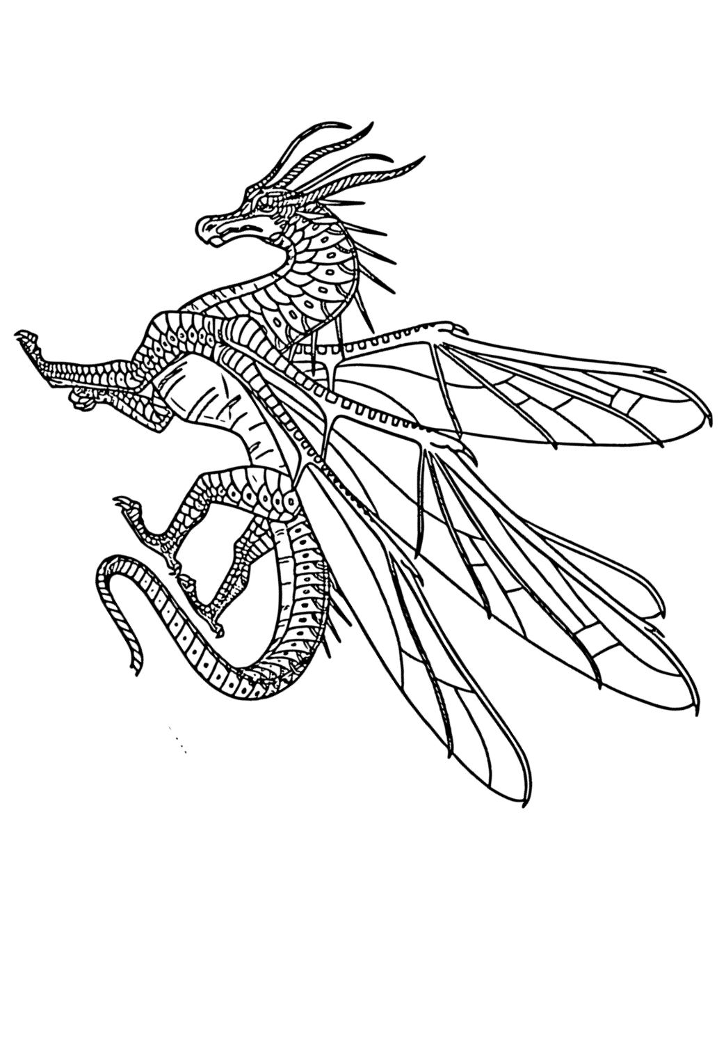 Free printable wings of fire dragonfly coloring page for adults and kids