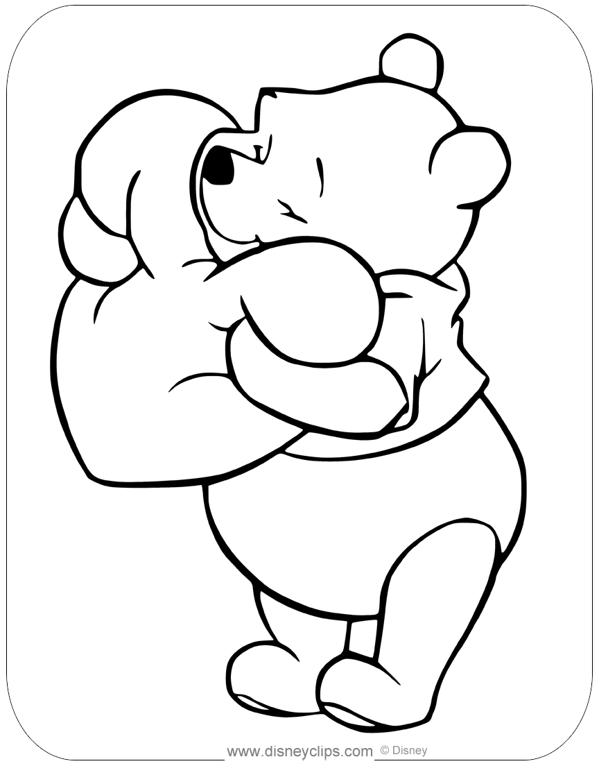 Coloring page of winnie the pooh hugging a giant heart disney winniethepooh valentinesdâ bear coloring pages cartoon coloring pages winnie the pooh drawing