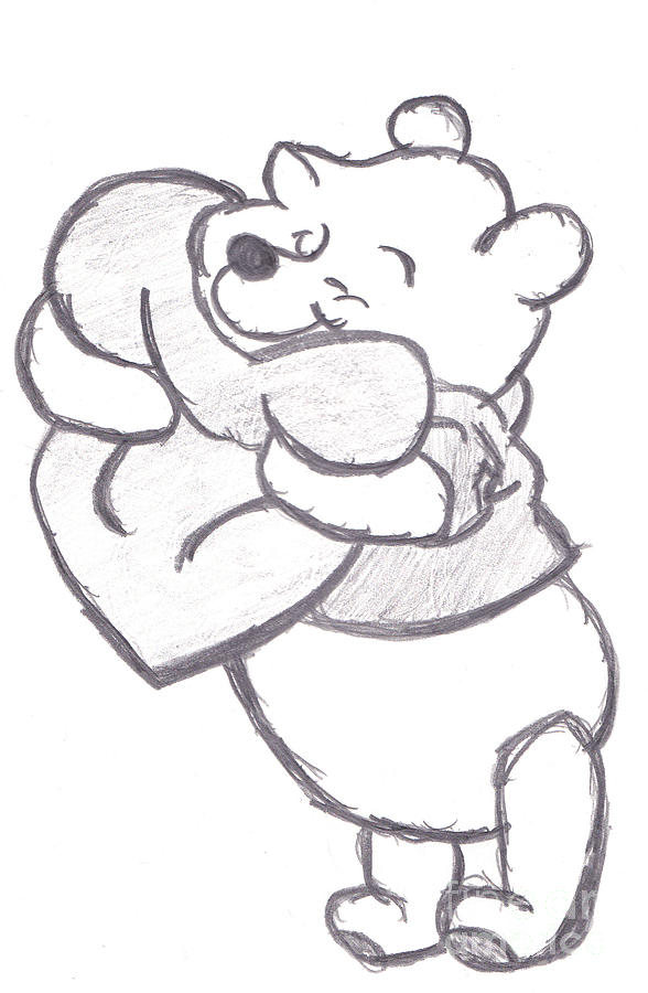 Huggable pooh bear drawing by melissa vijay bharwani