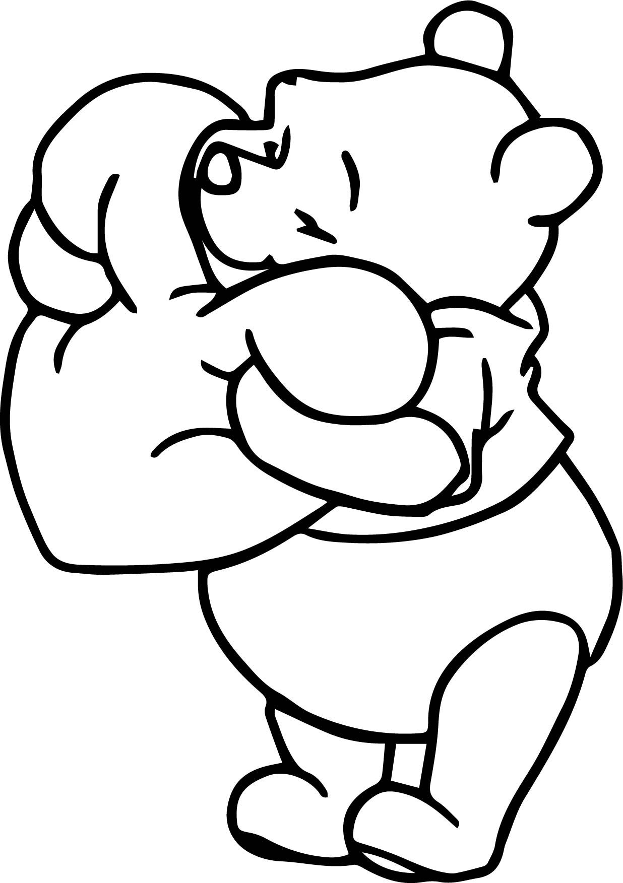 Winnie the pooh heart pillow coloring page