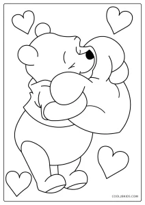 Free printable winnie the pooh valentines day coloring pages for kids
