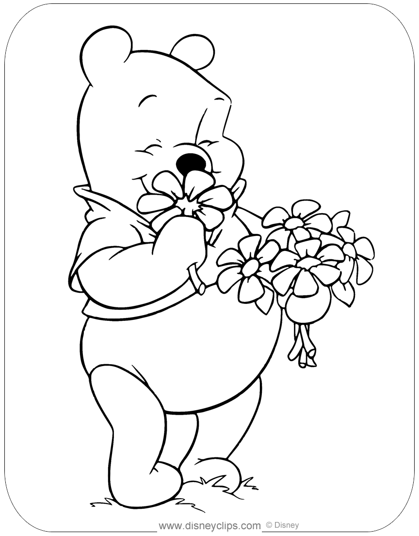 Winnie the pooh spring summer coloring pages