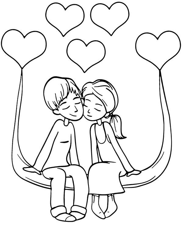 Romantic couple coloring pages for valentine day
