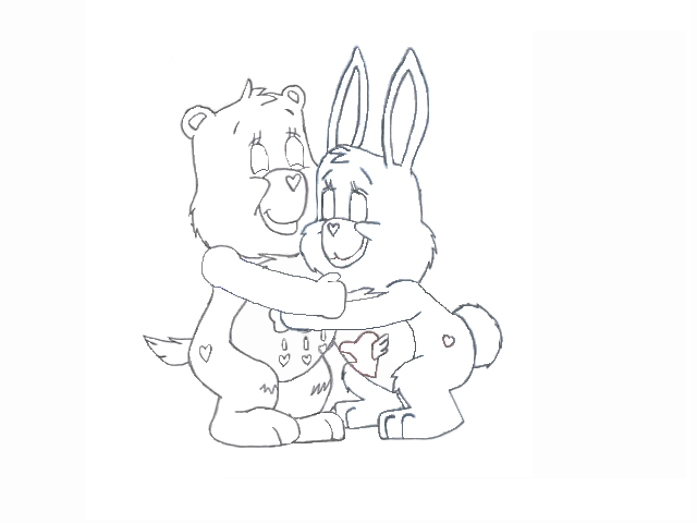 Grumpy bear and swift heart rabbit hug by carebearslover on