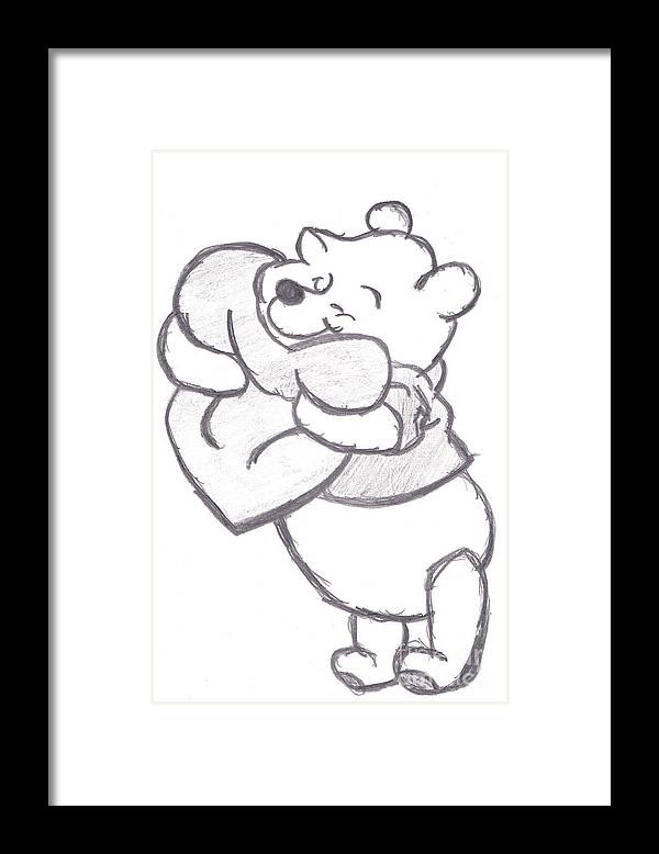 Huggable pooh bear framed print by melissa vijay bharwani