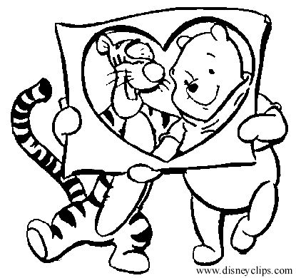 Winnie the pooh and tigger heart card valentines day valentines day coloring page valentines day drawing valentines day coloring
