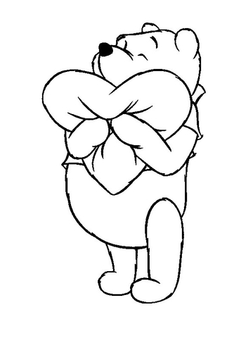 Hugging heart shapped pillow coloring page free printable coloring pages
