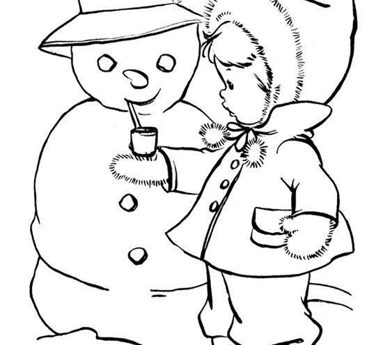 Free easy to print winter coloring pages