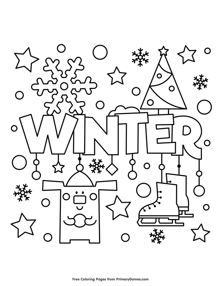Winter coloring page â free printable ebook coloring pages winter printable coloring pages snowflake coloring pages