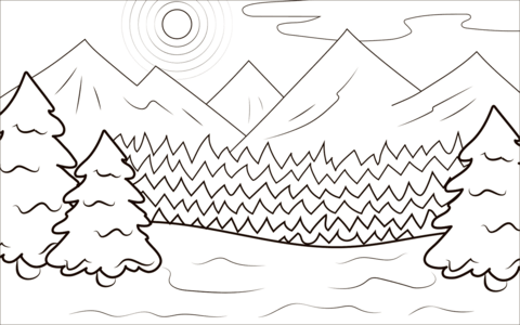 Forest in winter coloring page free printable coloring pages