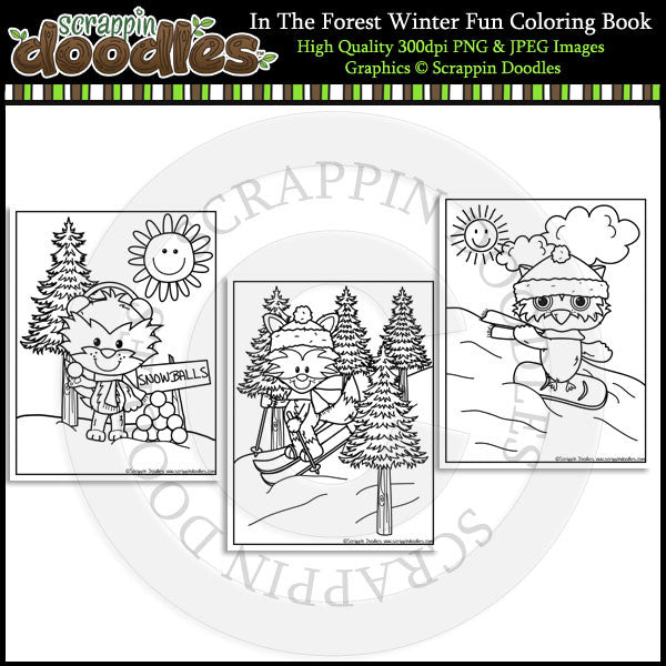 In the forest winter fun coloring pages â scrappin doodles