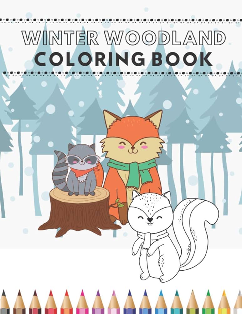 Winter woodland coloring book happy animals from the forest invite your child to play coloring together color just books