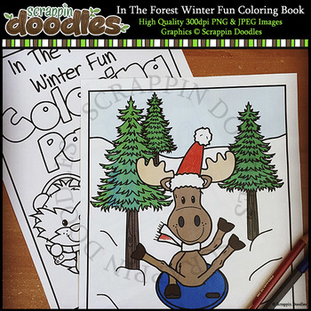 In the forest winter fun coloring pages by scrappin doodles tpt