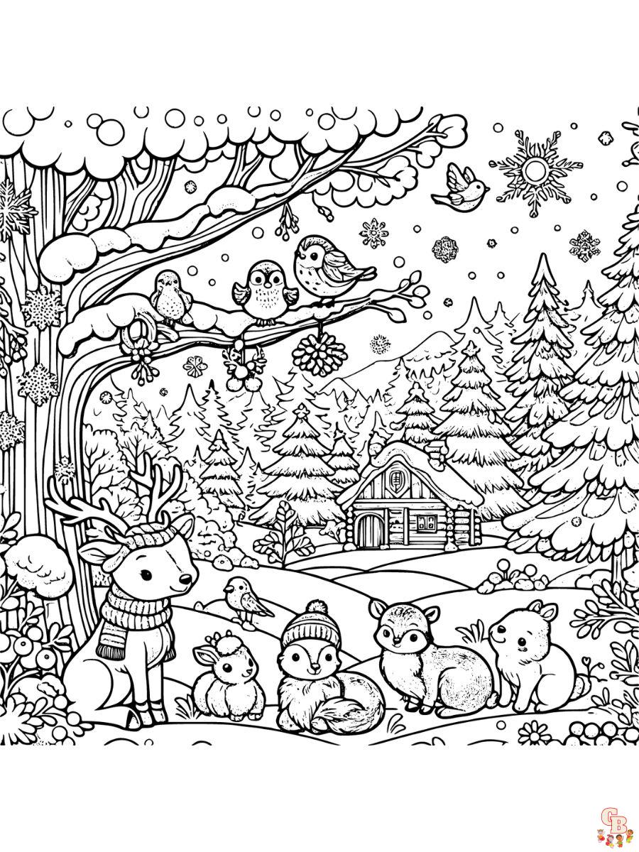 Printable winter wonderland coloring pages free