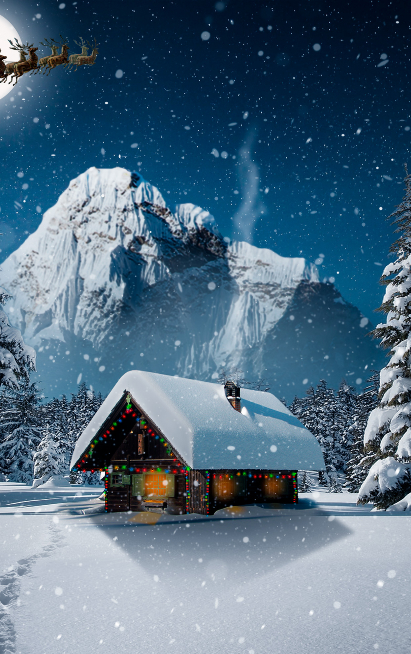 Download wallpaper x snowfall winter hut house winter christmas iphone iphone s iphone c ipod touch x hd background
