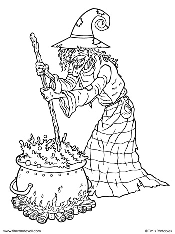 Witch coloring page â tims printables