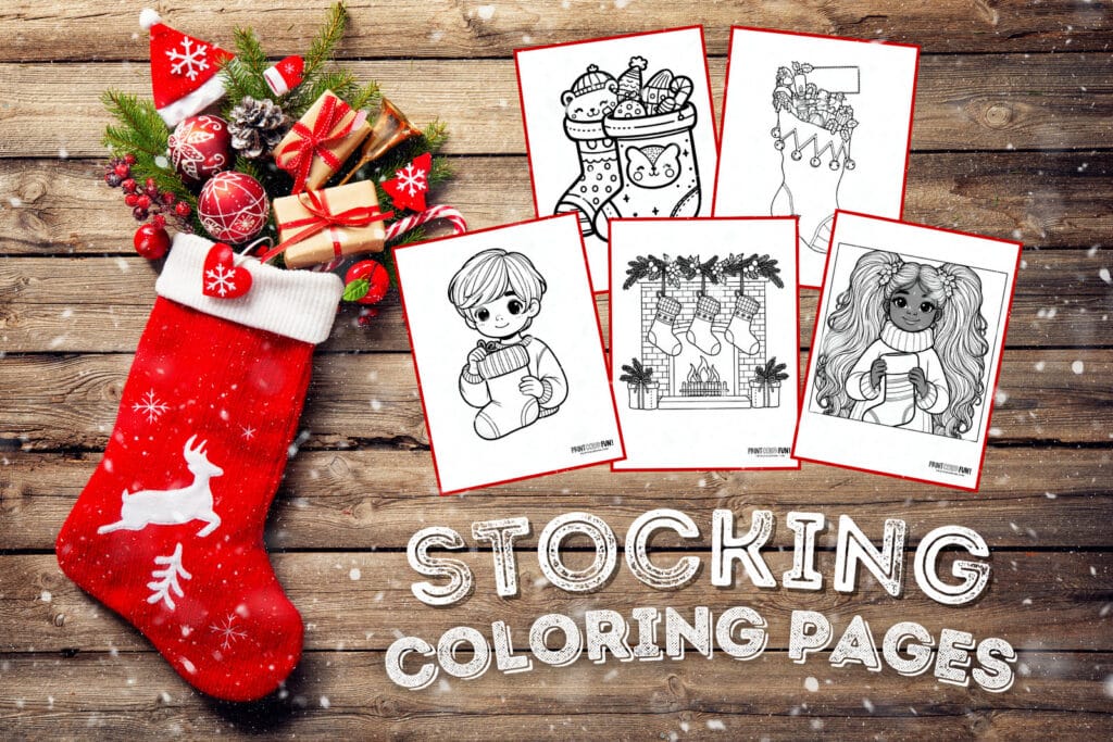 Christmas stocking clipart pages for easy craft coloring fun for the holidays at