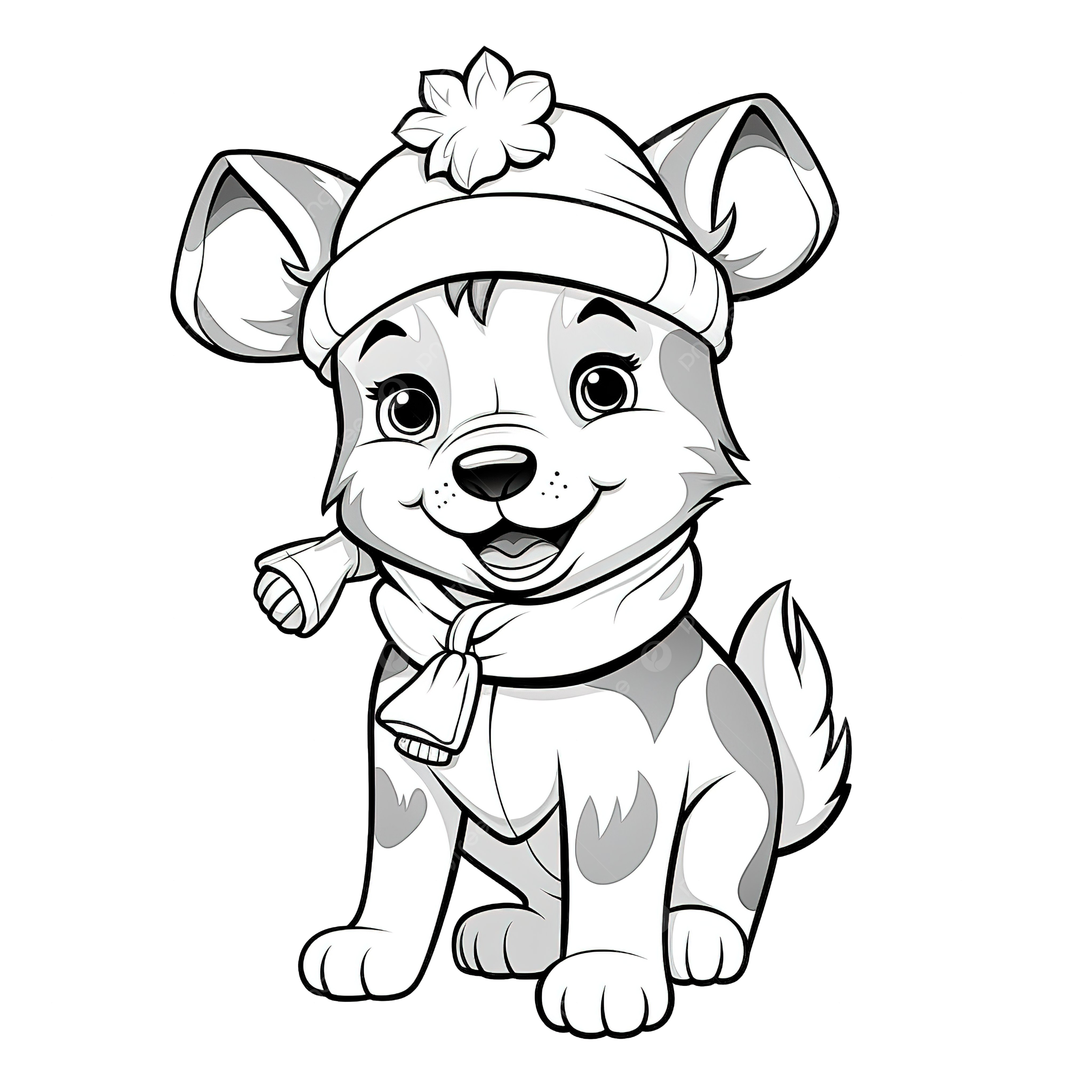 Coloring book with a cute husky dog christmas characters with a santa hat jacket and scarf coloring pages christmas coloring png transparent image and clipart for free download