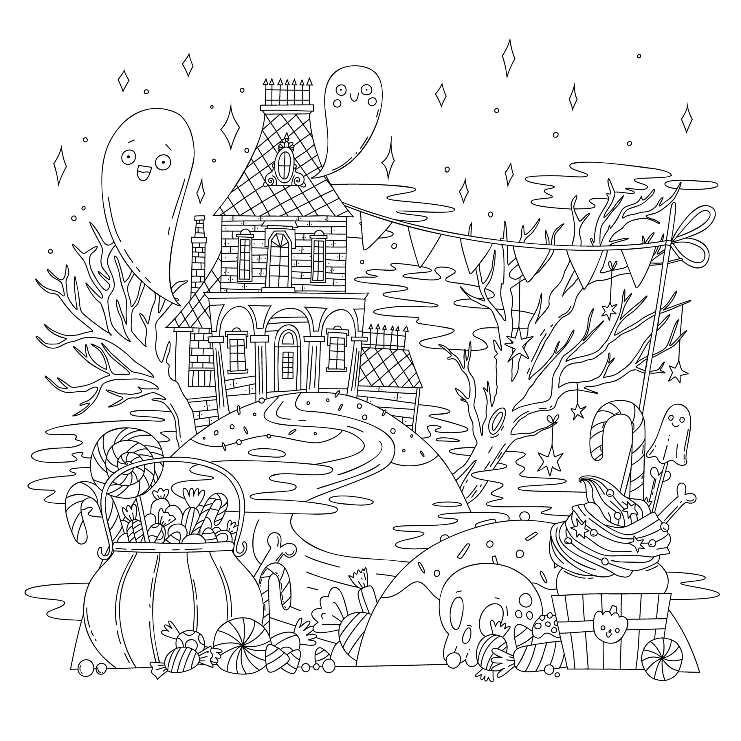 Printable witch coloring pages for kids color a scary witch