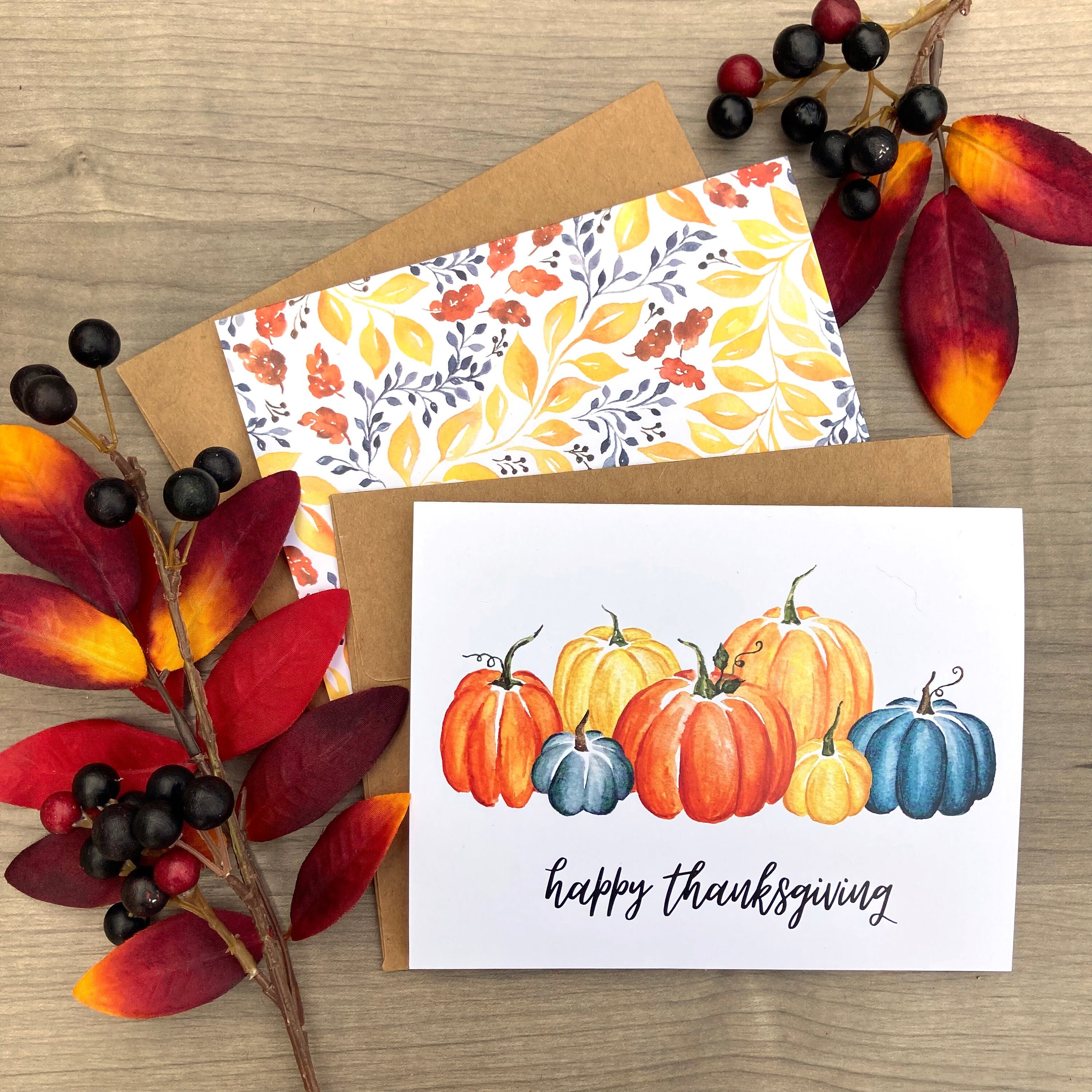 Thanksgiving watercolor cards autumn leaves card watercolor pumpkin card thanksgiving card set fall greeting cards