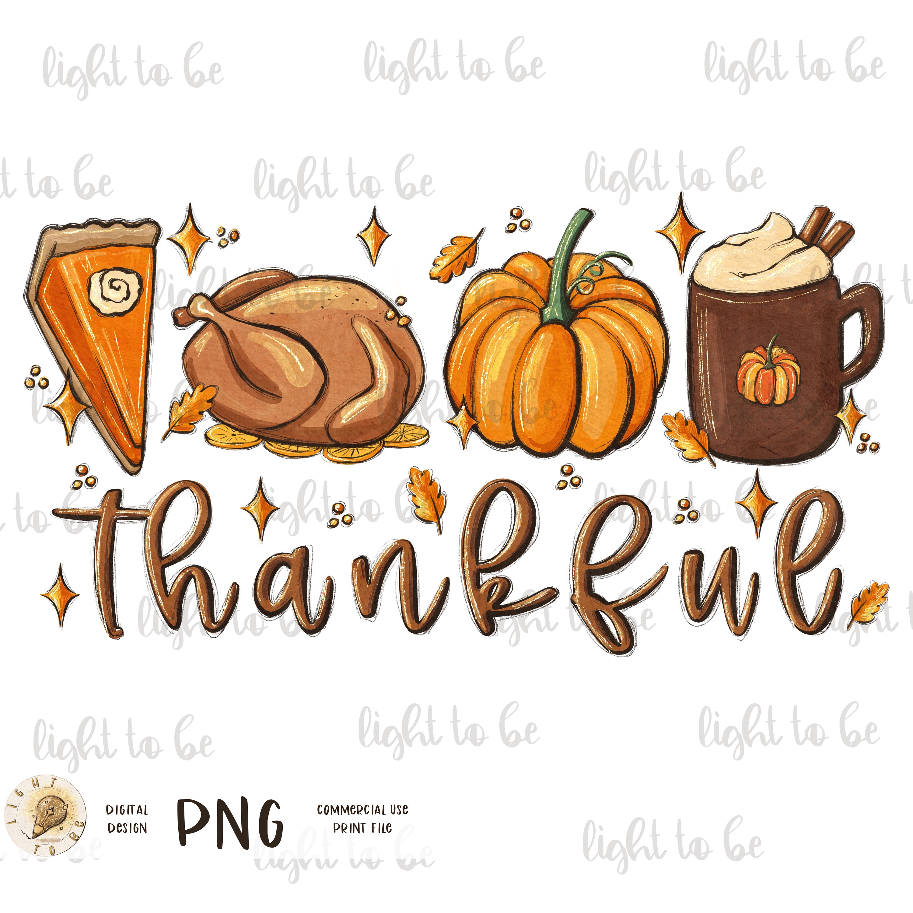Thankful png pumpkin pie thanksgiving bible turkey sweater leaves fall autumn orange digital sublimation design hand graphic tshirt